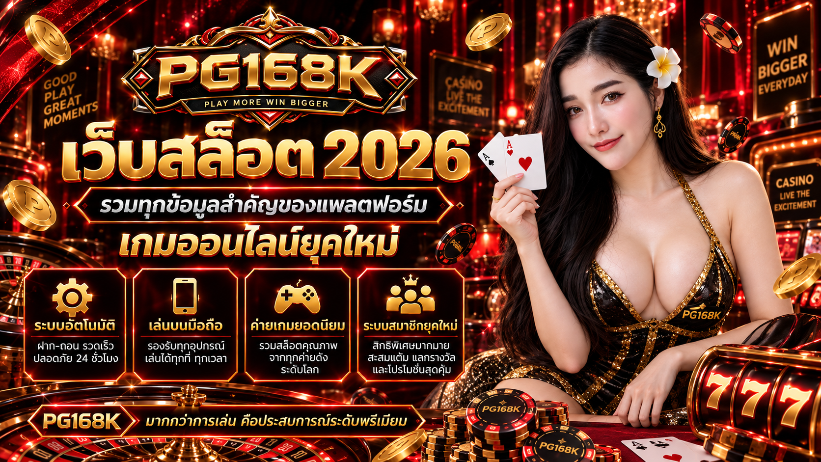 หน้าจอเกมสล็อตสมมติสำหรับอธิบายสัญลักษณ์และกติกา